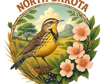 North Dakota State Emblem PNG: Vintage Circle Logo (Digital Download)