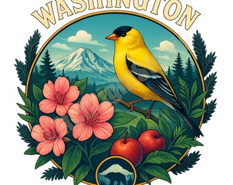 Washington State Emblem PNG: Vintage Circle Logo (Digital Download)