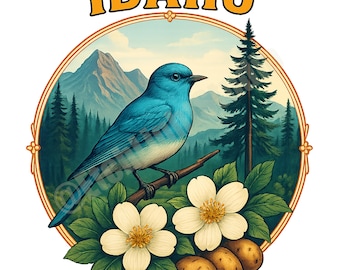 Idaho State Emblem PNG: Vintage Circle Logo (Digital Download)