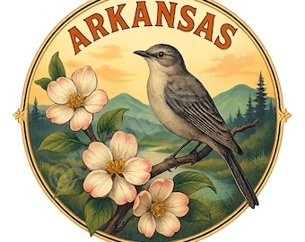 Emblema vintage del estado de Arkansas PNG: Diseño de sublimación (descarga digital)