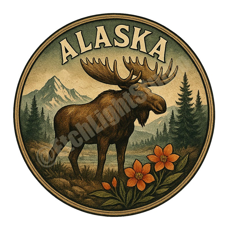 Alaska Moose Emblem: Vintage Circular Design PNG (digital Download for ...