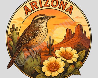 Arizona State Emblem PNG: Vintage Circle Logo (Digital Download)