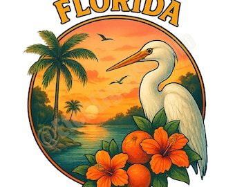 Vintage Florida State Emblem PNG: Sublimation/DTF Design (Digital Download)