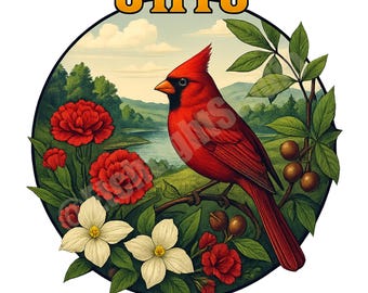 Ohio State Emblem PNG: Vintage Circle Logo (Digital Download)