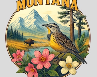 Montana State Emblem PNG: Vintage Circle Logo (Digital Download)