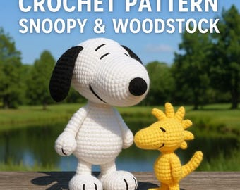 Peanuts Snoopy and Woodstock Crochet Pattern, Amigurumi Snoopy Pattern, Snoopy and Friend Tutorial, Snoopy Plushies, English PDF Pattern