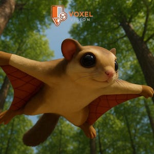 Articulated STL 3D Flexible Printable Figure Sugar Glider