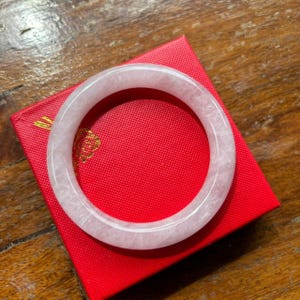 Rose Quartz & Burmese Jadeite Bangle: Hand-Carved Stone Bracelet