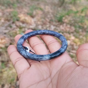 59mm Authentic Lavender Jadeite Bangle– Hand-Carved Grade A Burmese Jade Bracelet with Dark Purple Veins Peaceful & Rare Spiritual Gemstone