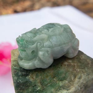 25mm Dragon Turtle Burmese Jade Pendant Necklace – Hand-Carved Grade A Jadeite Amulet for Wealth, Longevity & Feng Shui Energy Protection