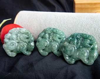 貔貅翡翠ペンダント：天然緑/黄ビルマ産フェイクイ - Etsy 日本