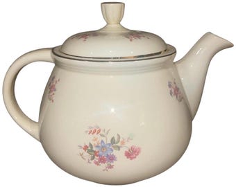 Cuisine vintage Kraft Oven Serve USA Théière TST Priscilla Floral Gold Trim 1930-1940