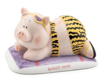 Pig Tales Baked Ham Pig-beeldje 1986 George Good Taiwan Funny Pig 3,5"