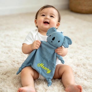 Personalized Animal Lovey Blanket,Organic Baby Security Blanket, Custom Baby Shower Gift, Soft Sleep Toy for Newborn & Toddler,Easter gifts