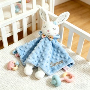 Custom Name Minky Dot Baby Lovey, Sensory Security Blanket, Baby Shower Gifts