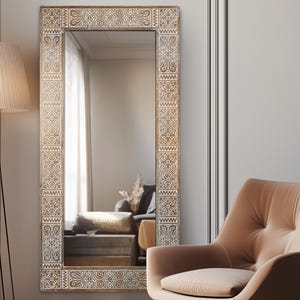 Boho Custom Mirror - Rustic Handmade Wood Frame for Bedroom & Living Room Decor - Balian Walnut 28x56&quot;