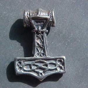 THOR Hammer Pendant with Double sided Celtic Knotwork design FREE U S SHIPPING Cast in Sterling Silver image 2