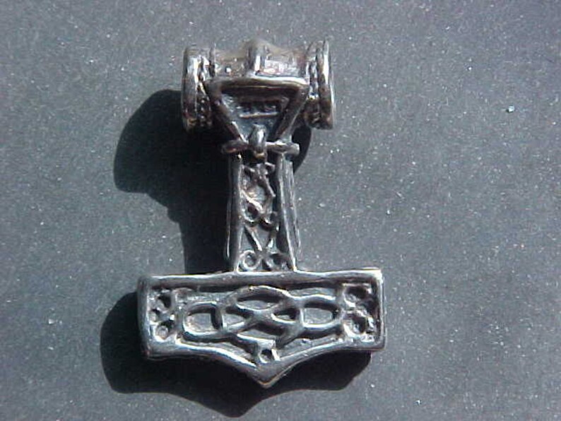 THOR Hammer Pendant with Double sided Celtic Knotwork design FREE U S SHIPPING Cast in Sterling Silver image 2