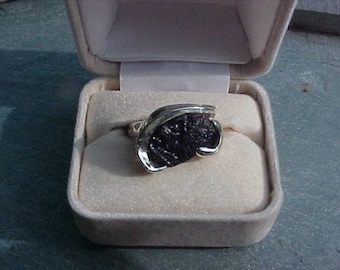 TEKTITE METEOR Origin Indochinite variety in KAM Custom Sterling Silver Ring