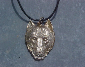 WOLF Head custom Pendant In Jewelers BRONZE a Copyrighted  KAM design