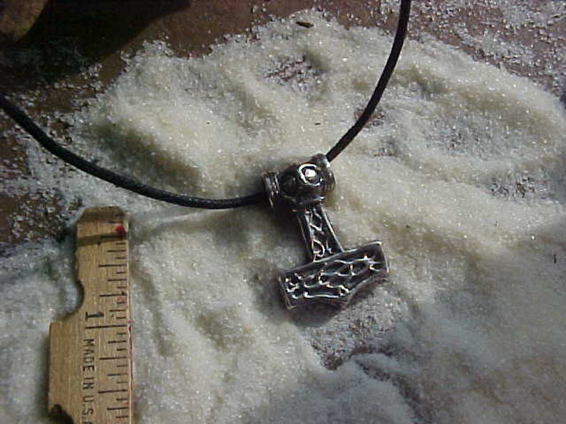 THOR Hammer Pendant with Double sided Celtic Knotwork design FREE U S SHIPPING Cast in Sterling Silver image 1