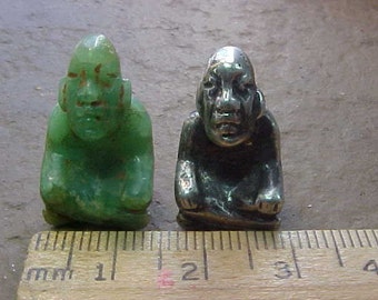 Pre-Columbian OLMEC SHAMAN burial figure reproduction pendant in Sterling on cord with genuine bead PPC1