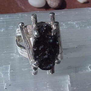 TEKTITE METEOR Origin Indochinite variety in KAM Custom Sterling Silver Twig Ring image 1