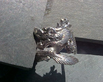 Oriental Dragon Ring in Sterling Silver with Adjustable Sizing GM1177