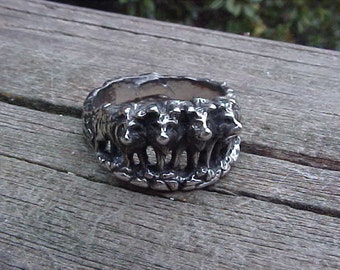 WOLF Ring GUARDlAN PACK in Sterling Silver 925 custom design FREE U S Shipping