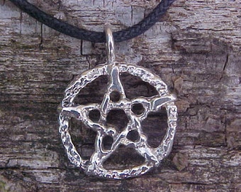 Rustic Nugget Style Pentacle in Sterling Silver