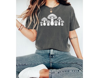 Mushroom Family Comfort Colors Shirt | Cottagecore Fungi Graphic Tee