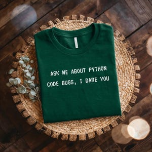 Python Code Bugs T-Shirt: Funny Programmer Graphic Tee image 6