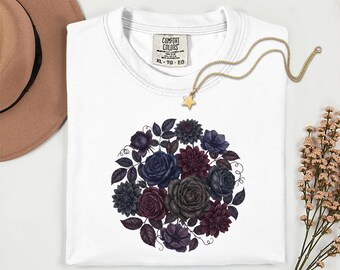 Gothic Flower Shirt • Dark Floral Bouquet Tee • Vintage Floral Comfort Colors Graphic