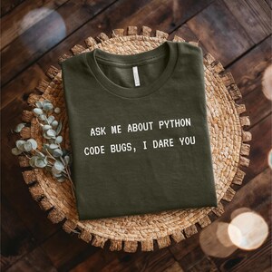 Python Code Bugs T-Shirt: Funny Programmer Graphic Tee image 3