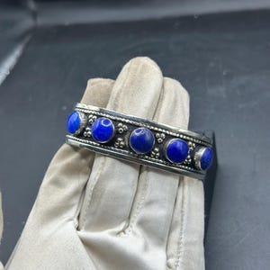 Pulseira de Lápis-Lazúli Afegã | Pulseira Boho Banhada a Prata | Joia Tribal Étnica para Presentear Ela
