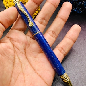 Premium Quality 25g Natural Madani Lapis Lazuli Ballpoint Pen | Handmade Refillable Gemstone Pen | Luxury Stone Writing Gift