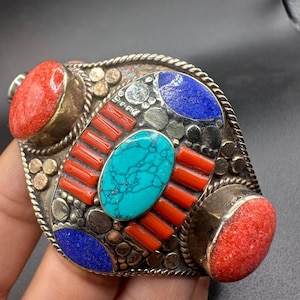 Unique Nepali Cuff Bracelet | Handmade Various Stones Tribal Jewelry | Boho Ethnic Cuff from Nepal