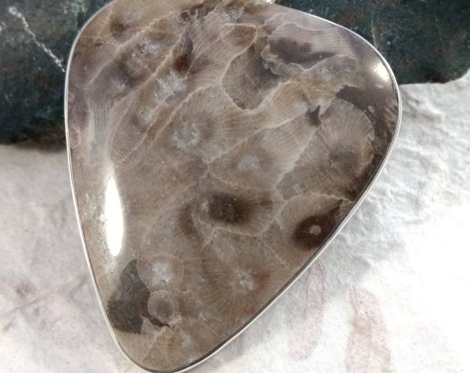 PETOSKEY Stone STATEMENT PENDANT Sterling Silver