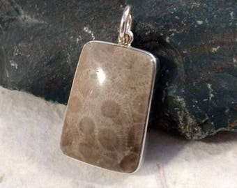 PETOSKEY Stone STATEMENT PENDANT Sterling Silver