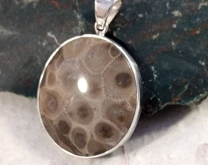 PETOSKEY Stone STATEMENT PENDANT Sterling Silver