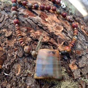 Picasso Jasper Stone Natural Gemstone Sterling Silver Necklace