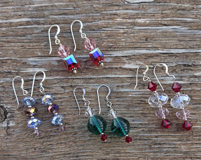 Swarovski Crystal Colorful Wedding Prom Sterling Earrings CHOOSE PAIR
