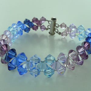 Swarovski Crystal Woven Bracelet Sterling Silver Blue & Purple Chevron image 5