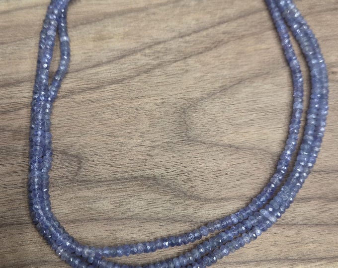 TANZANITE FACETED 3 STRAND Gemstone Sterling Silver Necklace