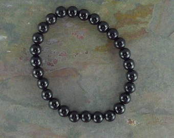 BLACK TOURMALINE Chakra Stretch Bracelet All Natural Semi-Precious Stones Healing Metaphysical