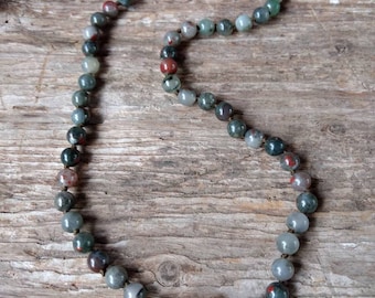 BLOODSTONE (African) Stone Natural Gemstone Sterling Silver Necklace