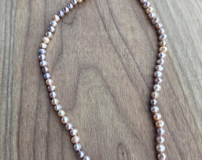 Freshwater Pearl Pink Lavender Necklace All Natural Semi-Precious Stones Healing Metaphysical