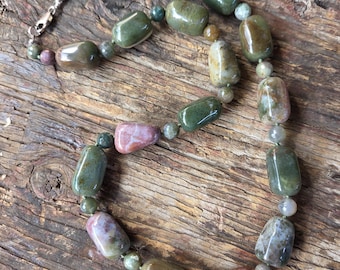 FANCY JASPER Nugget Sterling Silver Necklace