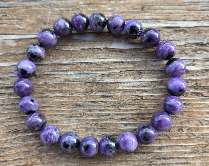 CHAROITE Chakra Stretch Bracelet All Natural Semi-Precious Stones Healing Metaphysical