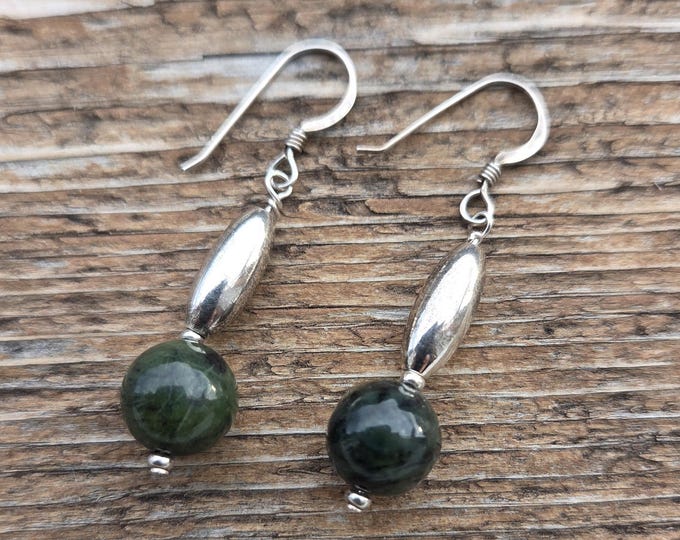 JADE Gemstone Earrings Sterling Silver Natural Stone